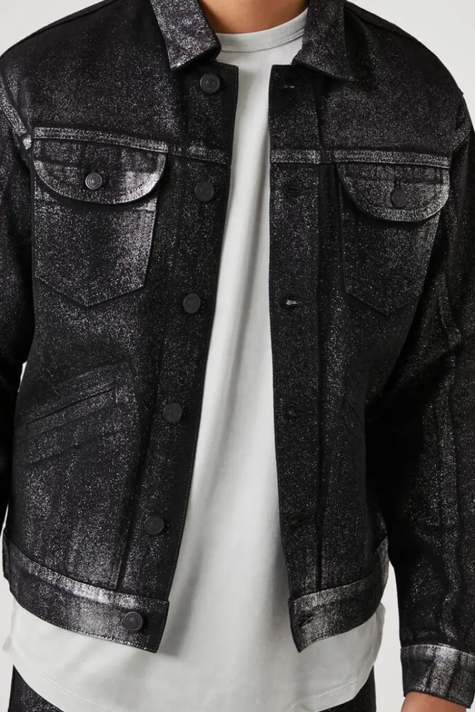Metallic Wash Denim Jacket