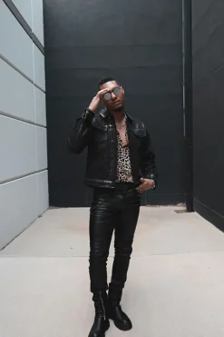 Metallic Wash Slim-Fit Jeans