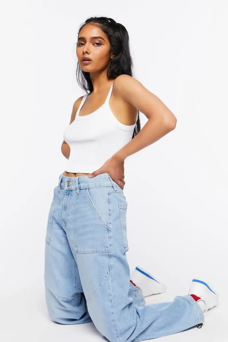 Mid-Rise Denim Joggers