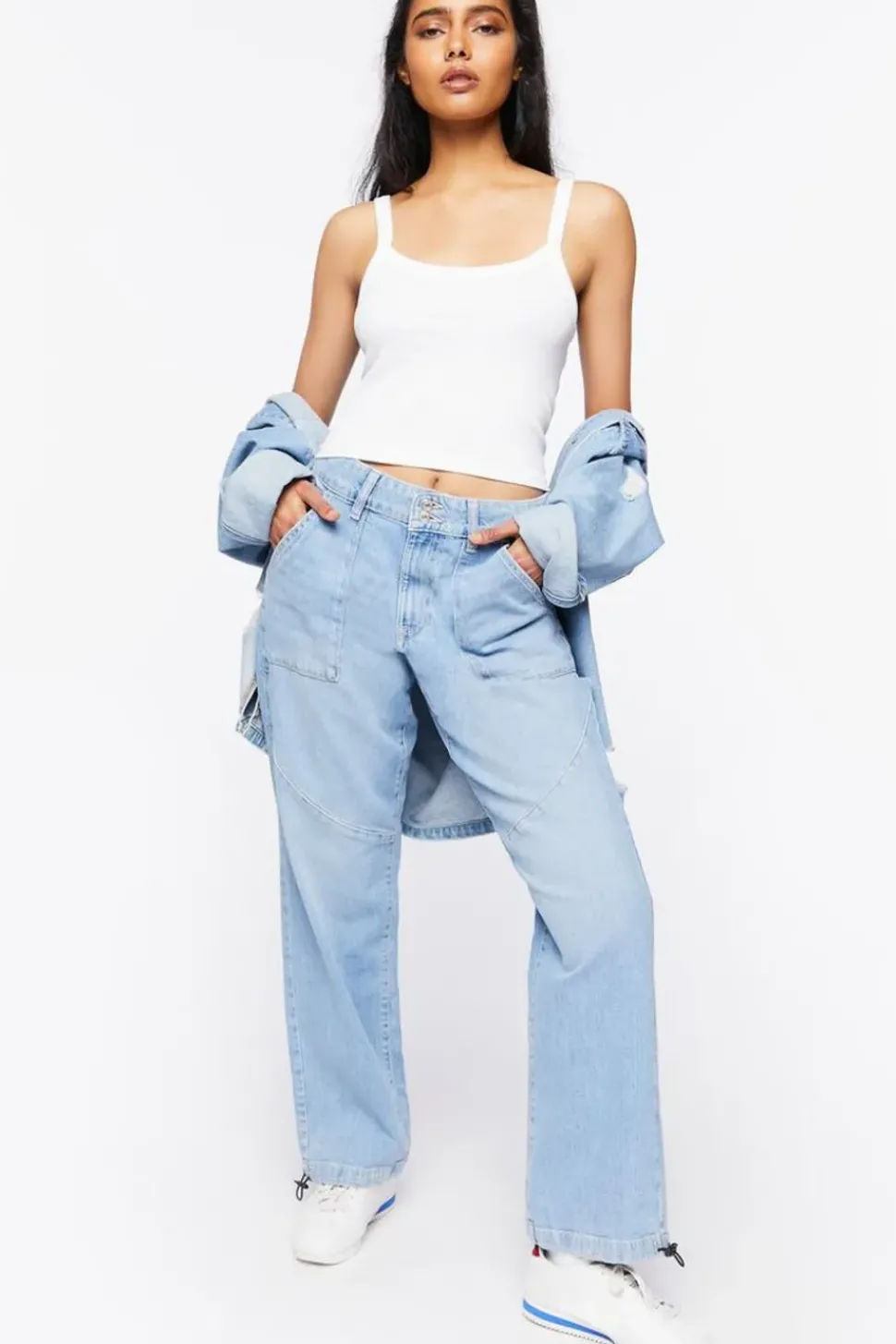Mid-Rise Denim Joggers
