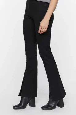 Mid-Rise Flare Split-Hem Pants