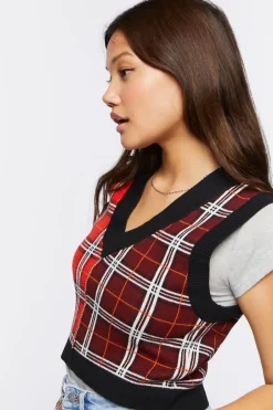 Mixed Plaid Sweater Vest