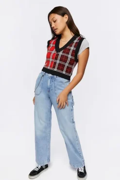 Mixed Plaid Sweater Vest