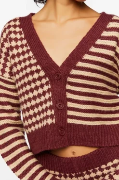 Mixed Print Cardigan Sweater