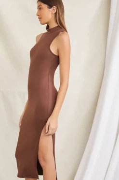 Mock Neck Bodycon Midi Dress