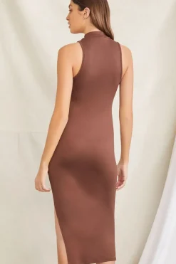 Mock Neck Bodycon Midi Dress