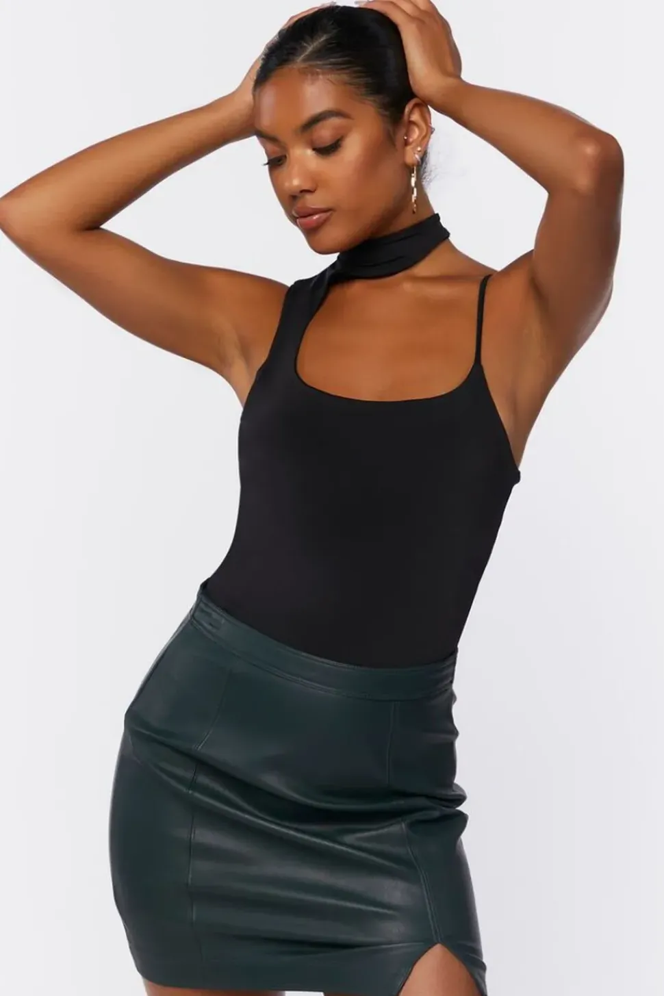 Mock Neck Cutout Cami Bodysuit