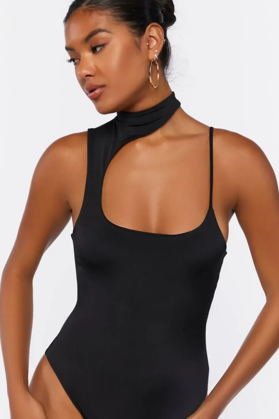 Mock Neck Cutout Cami Bodysuit