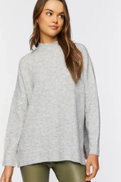 Mock Neck Drop-Sleeve Sweater