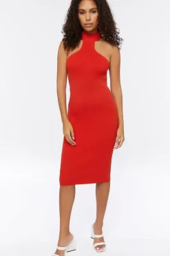 Mock Neck Racerback Midi Dress