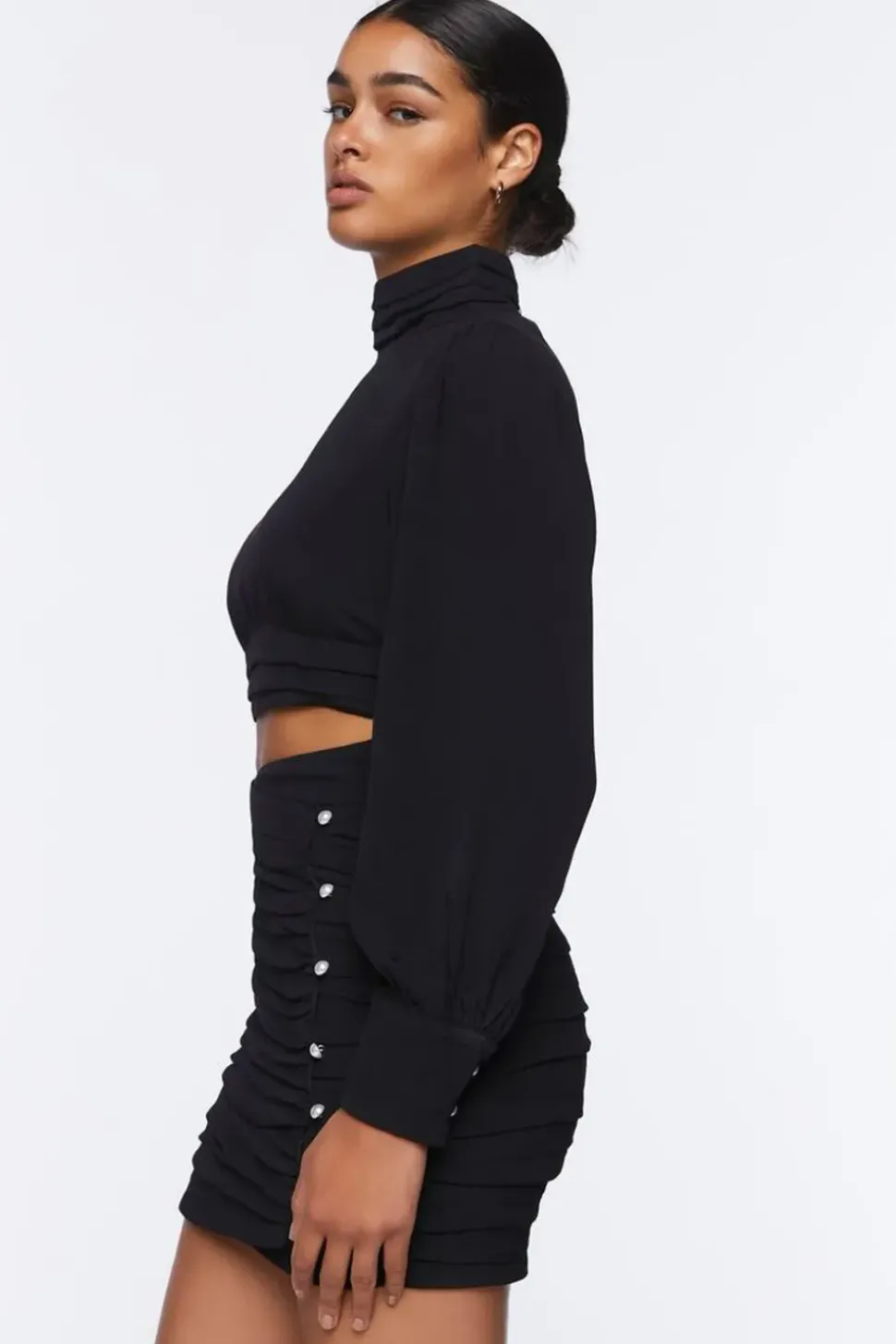 Mock Neck Top & Mini Skirt Set