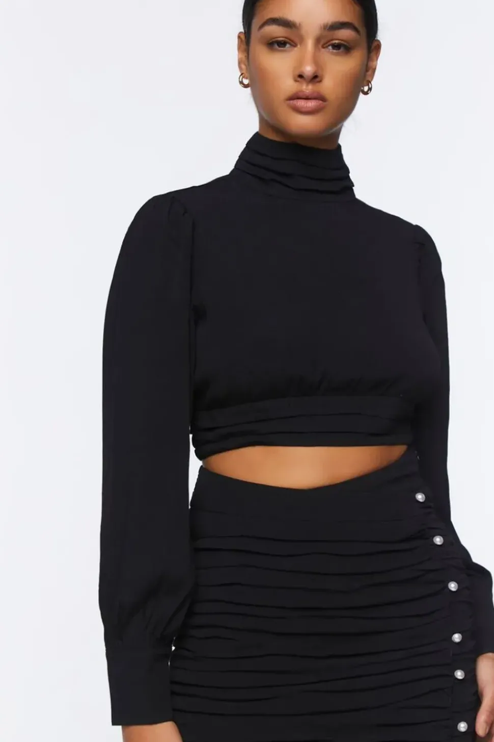 Mock Neck Top & Mini Skirt Set