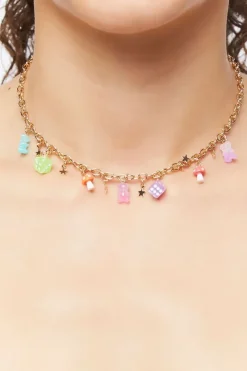 Mushroom & Bear Charm Necklace