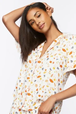 Mushroom & Butterfly Pajama Shirt & Shorts Set