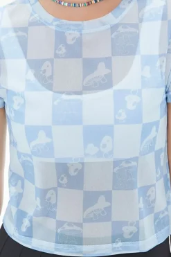 Mushroom Checkered Mesh Tee