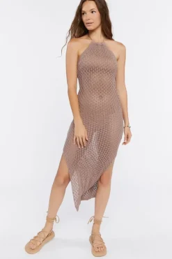 Netted Halter Midi Dress