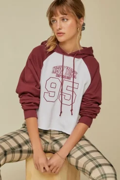 New York Embroidered Raglan Hoodie
