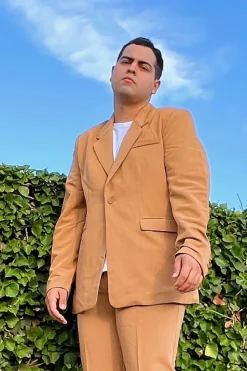 Notched Button-Front Blazer