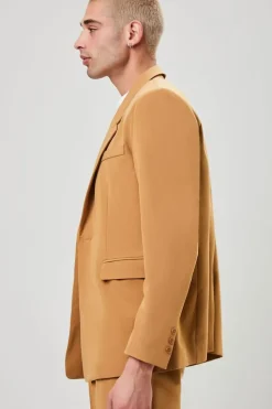 Notched Button-Front Blazer