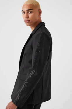 Notched Button-Front Blazer