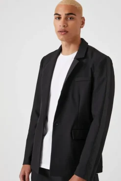 Notched Button-Front Blazer