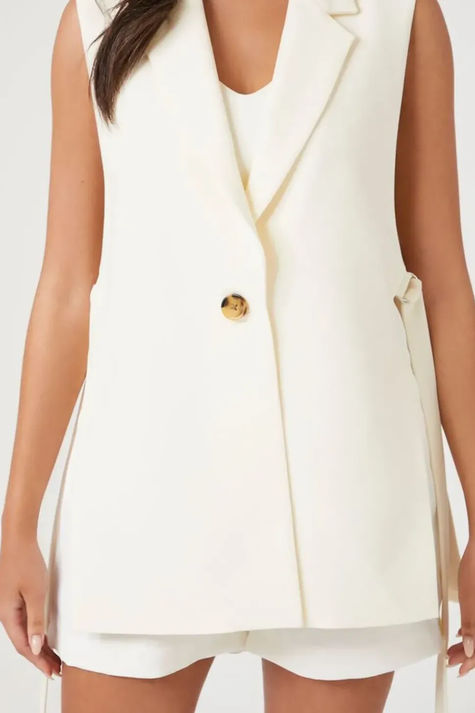 Notched Button-Front Blazer Vest