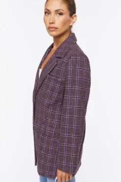 Notched Plaid Blazer