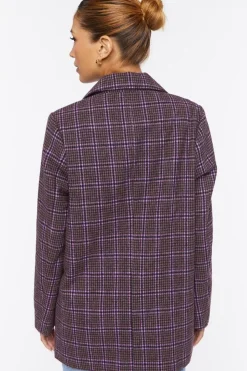 Notched Plaid Blazer