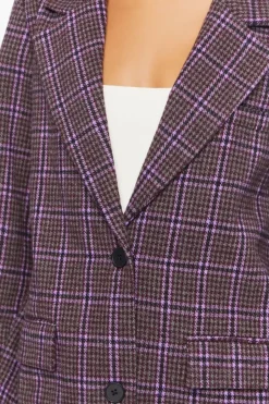 Notched Plaid Blazer