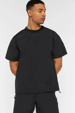 Nylon Drawstring Flap-Pocket Shorts