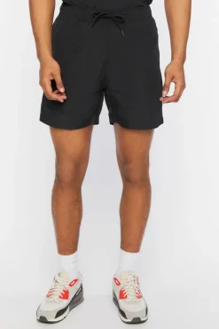 Nylon Drawstring Flap-Pocket Shorts