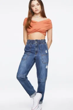 Off-The-Shoulder Crossover Crop Top