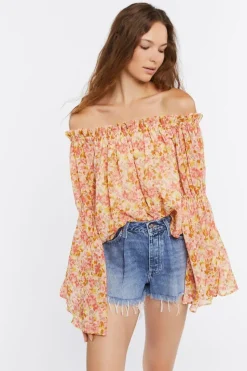 Off-The-Shoulder Floral Print Top