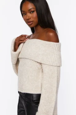 Off-The-Shoulder Foldover Sweater