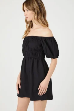 Off-The-Shoulder Peasant Mini Dress