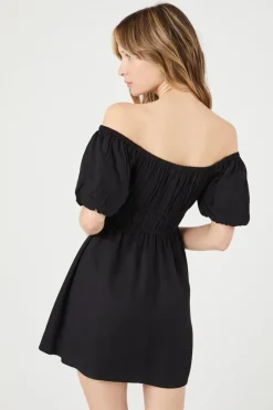 Off-The-Shoulder Peasant Mini Dress