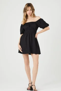 Off-The-Shoulder Peasant Mini Dress