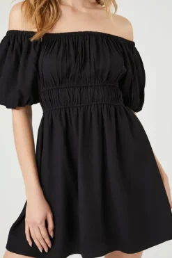 Off-The-Shoulder Peasant Mini Dress