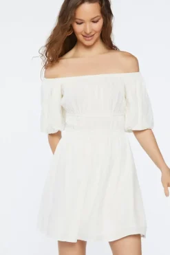 Off-The-Shoulder Peasant Mini Dress