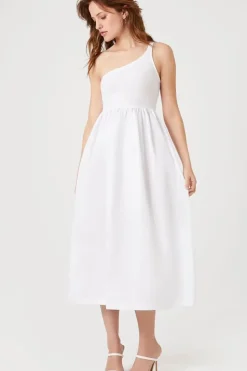 One-Shoulder Babydoll Midi Dress