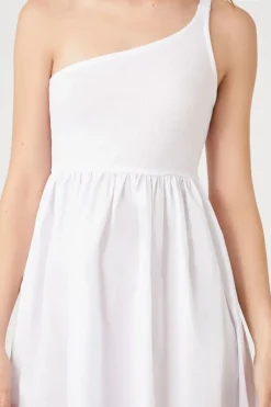 One-Shoulder Babydoll Midi Dress