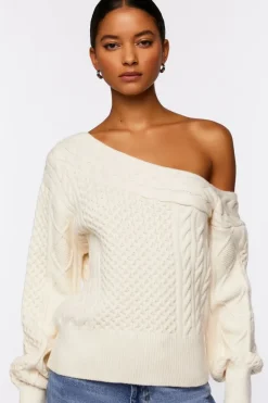 One-Shoulder Cable Knit Sweater