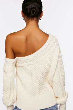 One-Shoulder Cable Knit Sweater