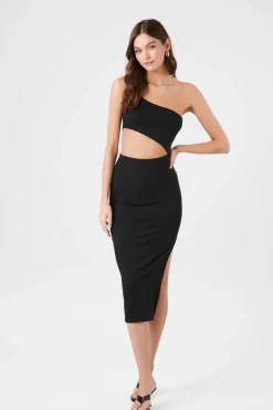 One-Shoulder Cutout Midi Dress