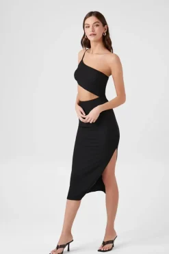One-Shoulder Cutout Midi Dress