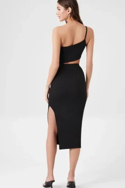 One-Shoulder Cutout Midi Dress
