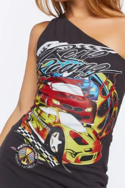 One-Shoulder Graphic T-Shirt Dress