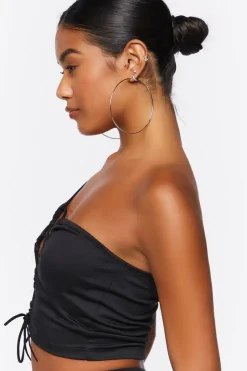 One-Shoulder Lace-Up Crop Top
