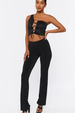 One-Shoulder Lace-Up Crop Top