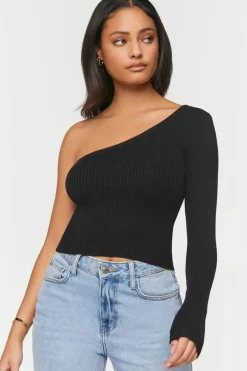 One-Shoulder Sweater-Knit Top